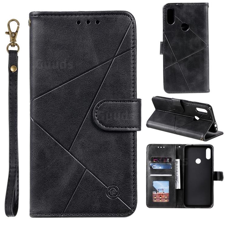 Embossing Geometric Leather Wallet Case for Samsung Galaxy A70e - Black
