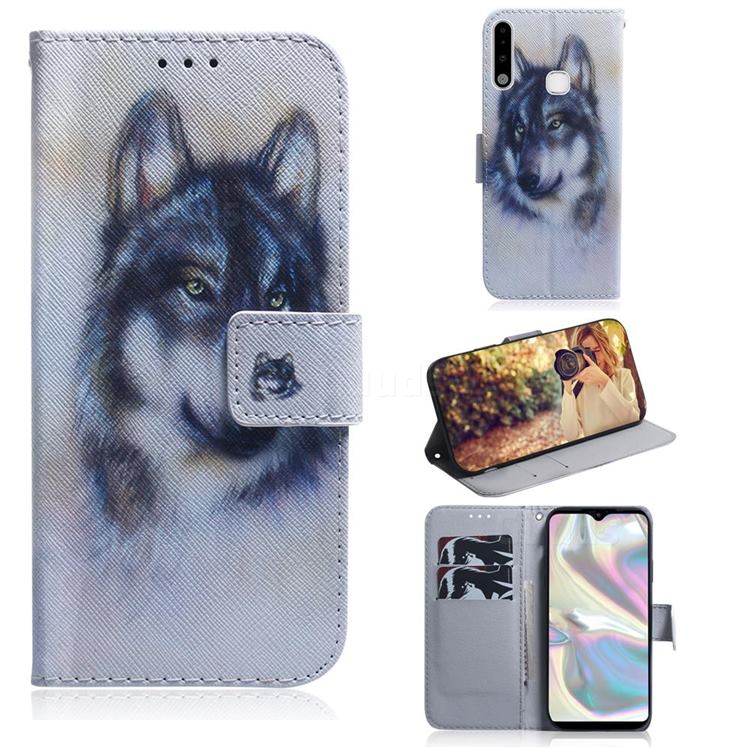 Snow Wolf PU Leather Wallet Case for Samsung Galaxy A70e