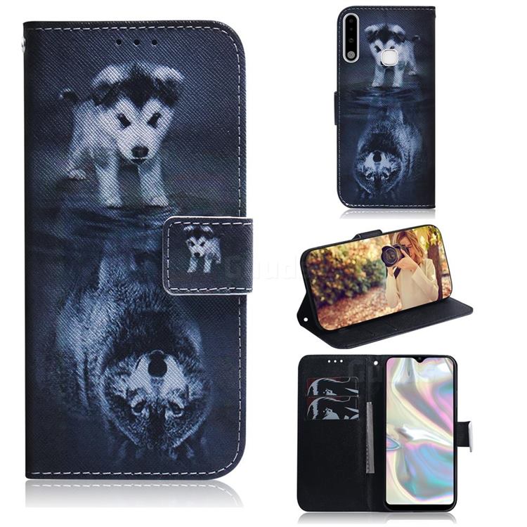 Wolf and Dog PU Leather Wallet Case for Samsung Galaxy A70e