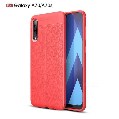 Luxury Auto Focus Litchi Texture Silicone TPU Back Cover for Samsung Galaxy A70s - Red