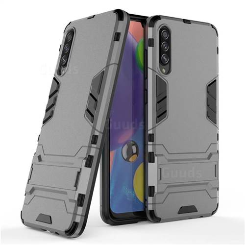 Armor Premium Tactical Grip Kickstand Shockproof Dual Layer Rugged Hard Cover for Samsung Galaxy A70s - Gray