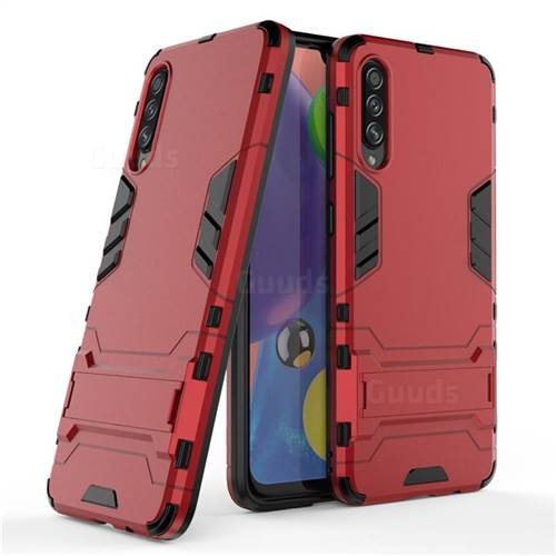Armor Premium Tactical Grip Kickstand Shockproof Dual Layer Rugged Hard Cover for Samsung Galaxy A70s - Wine Red