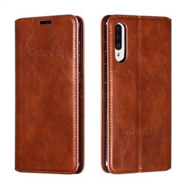 Retro Slim Magnetic Crazy Horse PU Leather Wallet Case for Samsung Galaxy A70s - Brown