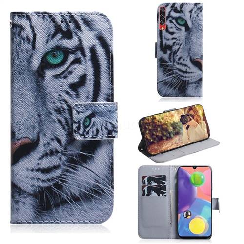 White Tiger PU Leather Wallet Case for Samsung Galaxy A70s