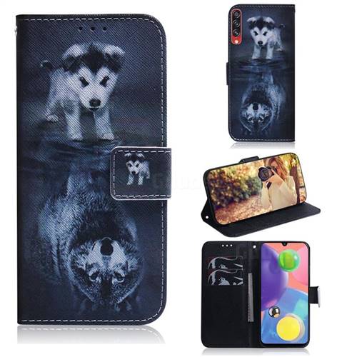 Wolf and Dog PU Leather Wallet Case for Samsung Galaxy A70s