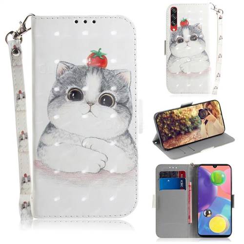 Cute Tomato Cat 3D Painted Leather Wallet Phone Case for Samsung Galaxy A70s