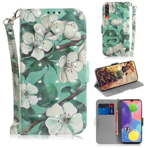Watercolor Flower 3D Painted Leather Wallet Phone Case for Samsung Galaxy A70s