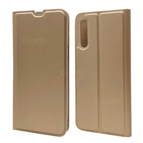 Ultra Slim Card Magnetic Automatic Suction Leather Wallet Case for Samsung Galaxy A70s - Champagne
