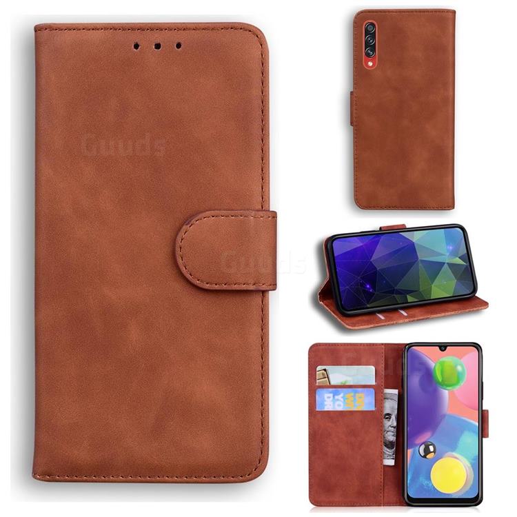 Retro Classic Skin Feel Leather Wallet Phone Case for Samsung Galaxy A70s - Brown