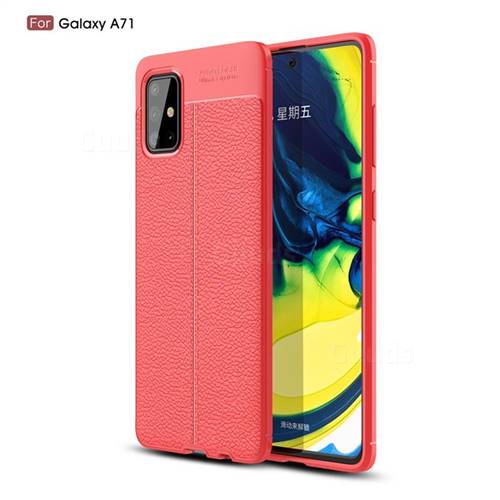 Luxury Auto Focus Litchi Texture Silicone TPU Back Cover for Samsung Galaxy A71 4G - Red