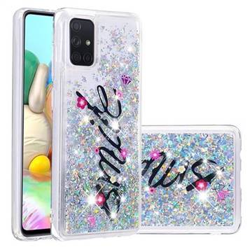 Smile Flower Dynamic Liquid Glitter Quicksand Soft TPU Case for Samsung Galaxy A71 4G