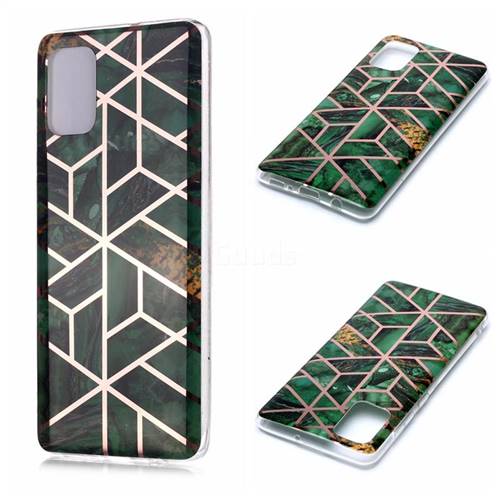 Green Rhombus Galvanized Rose Gold Marble Phone Back Cover for Samsung Galaxy A71 4G