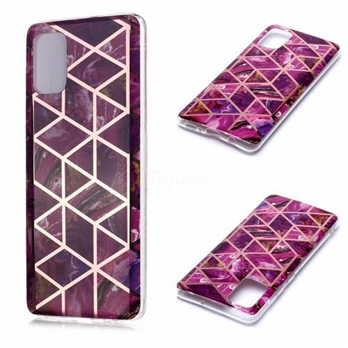Purple Rhombus Galvanized Rose Gold Marble Phone Back Cover for Samsung Galaxy A71 4G