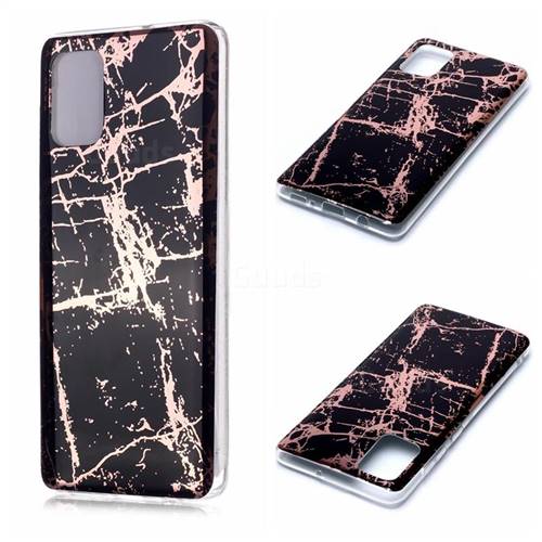 Black Galvanized Rose Gold Marble Phone Back Cover for Samsung Galaxy A71 4G
