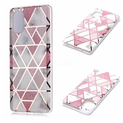 Pink Rhombus Galvanized Rose Gold Marble Phone Back Cover for Samsung Galaxy A71 4G