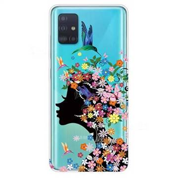 Floral Bird Girl Super Clear Soft TPU Back Cover for Samsung Galaxy A71 4G