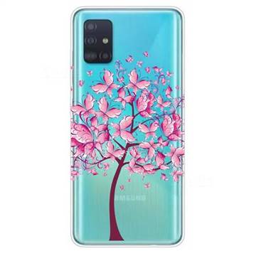 Pink Butterfly Tree Super Clear Soft TPU Back Cover for Samsung Galaxy A71 4G