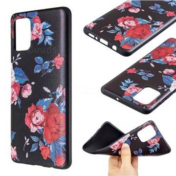 Safflower 3D Embossed Relief Black Soft Back Cover for Samsung Galaxy A71 4G
