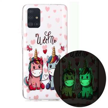 Couple Unicorn Noctilucent Soft TPU Back Cover for Samsung Galaxy A71 4G