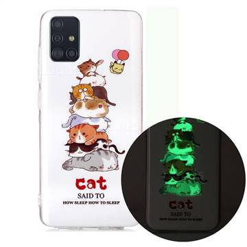 Cute Cat Noctilucent Soft TPU Back Cover for Samsung Galaxy A71 4G