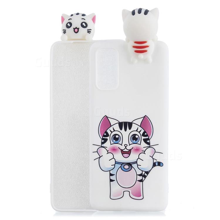 Cute Pink Kitten Soft 3D Climbing Doll Soft Case for Samsung Galaxy A71 4G