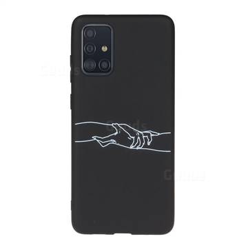 Handshake Chalk Drawing Matte Black TPU Phone Cover for Samsung Galaxy A71 4G