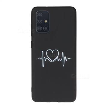 Heart Radio Wave Chalk Drawing Matte Black TPU Phone Cover for Samsung Galaxy A71 4G