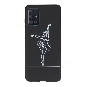 Dancer Chalk Drawing Matte Black TPU Phone Cover for Samsung Galaxy A71 4G