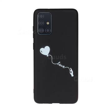 Heart Balloon Chalk Drawing Matte Black TPU Phone Cover for Samsung Galaxy A71 4G