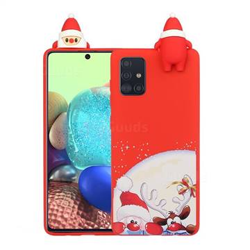 Santa Claus Elk Christmas Xmax Soft 3D Doll Silicone Case for Samsung Galaxy A71 4G