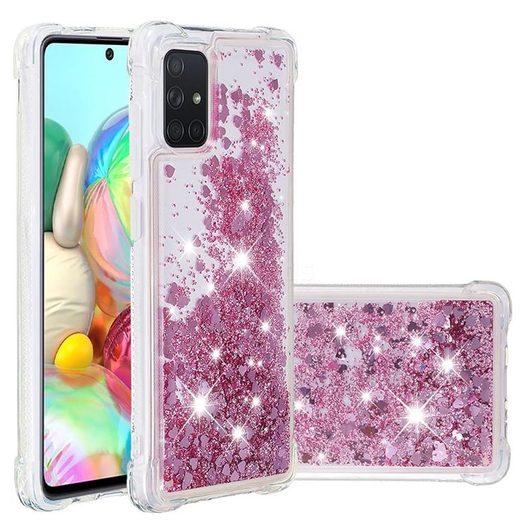 Dynamic Liquid Glitter Sand Quicksand Star TPU Case for Samsung Galaxy A71 4G - Diamond Rose