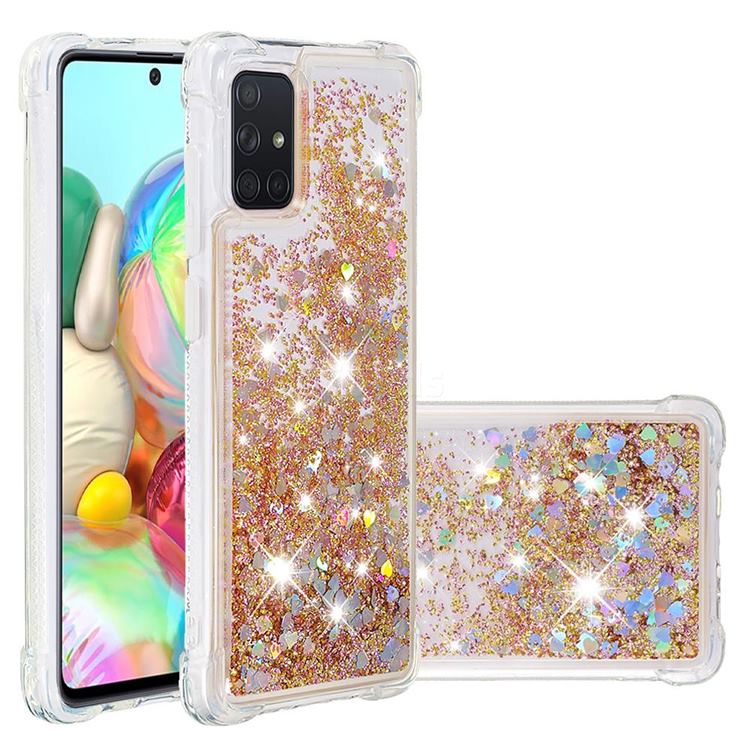Dynamic Liquid Glitter Sand Quicksand Star TPU Case for Samsung Galaxy A71 4G - Diamond Gold