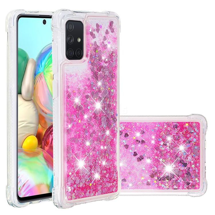 Dynamic Liquid Glitter Sand Quicksand TPU Case for Samsung Galaxy A71 4G - Pink Love Heart