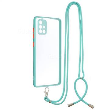 Necklace Cross-body Lanyard Strap Cord Phone Case Cover for Samsung Galaxy A71 4G - Blue