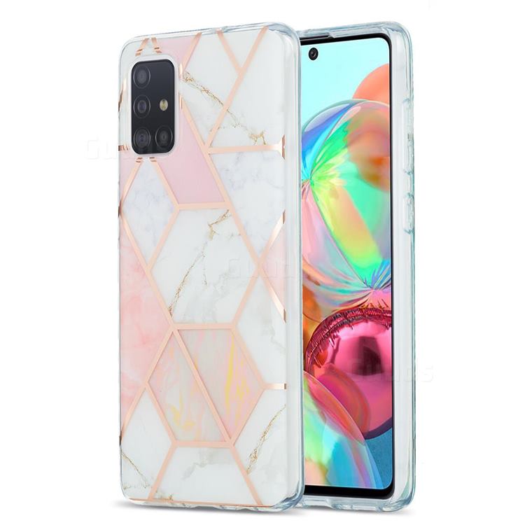 Pink White Marble Pattern Galvanized Electroplating Protective Case Cover for Samsung Galaxy A71 4G