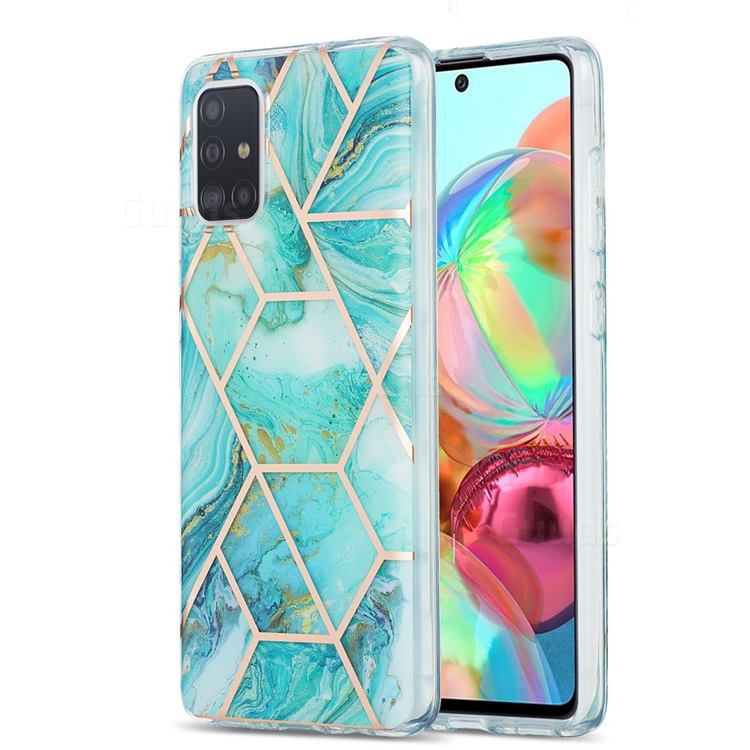 Blue Sea Marble Pattern Galvanized Electroplating Protective Case Cover for Samsung Galaxy A71 4G