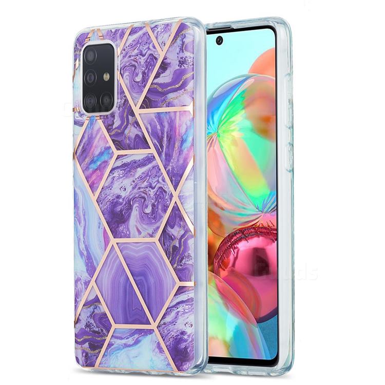 Purple Gagic Marble Pattern Galvanized Electroplating Protective Case Cover for Samsung Galaxy A71 4G