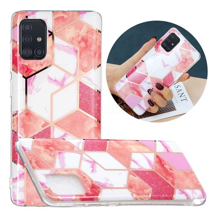 Cherry Glitter Painted Marble Electroplating Protective Case for Samsung Galaxy A71 4G