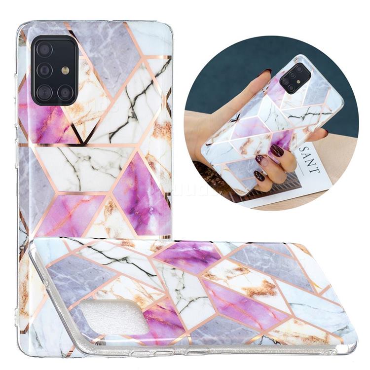 Purple and White Painted Marble Electroplating Protective Case for Samsung Galaxy A71 4G