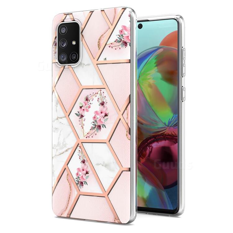 Pink Flower Marble Electroplating Protective Case Cover for Samsung Galaxy A71 4G