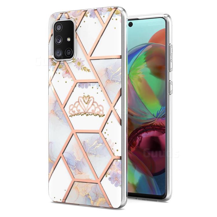 Crown Purple Flower Marble Electroplating Protective Case Cover for Samsung Galaxy A71 4G