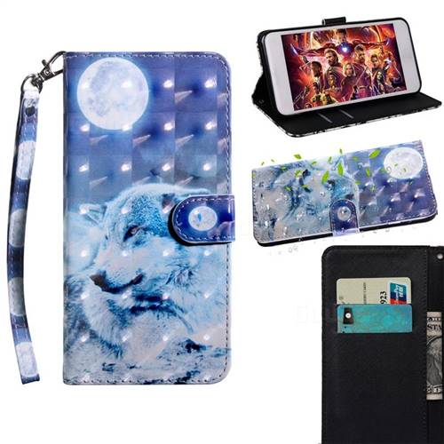 Moon Wolf 3D Painted Leather Wallet Case for Samsung Galaxy A71 4G
