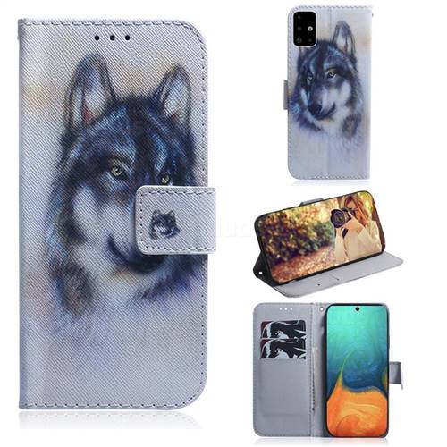 Snow Wolf PU Leather Wallet Case for Samsung Galaxy A71 4G