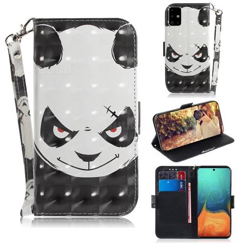 Angry Bear 3D Painted Leather Wallet Phone Case for Samsung Galaxy A71 4G