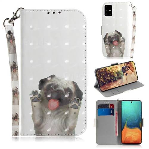 Pug Dog 3D Painted Leather Wallet Phone Case for Samsung Galaxy A71 4G