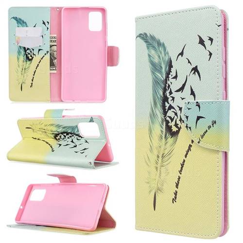 Feather Bird Leather Wallet Case for Samsung Galaxy A71 4G
