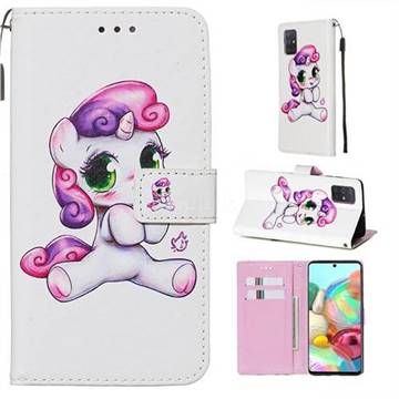 Playful Pony Matte Leather Wallet Phone Case for Samsung Galaxy A71 4G