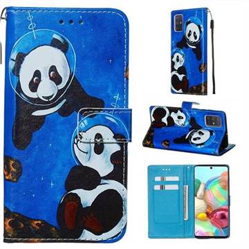 Undersea Panda Matte Leather Wallet Phone Case for Samsung Galaxy A71 4G