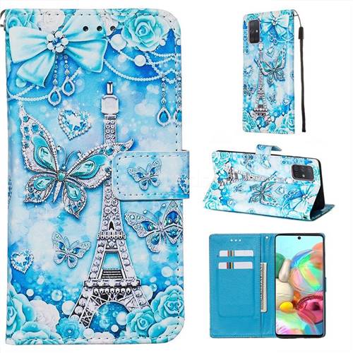 Tower Butterfly Matte Leather Wallet Phone Case for Samsung Galaxy A71 4G