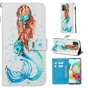 Mermaid Matte Leather Wallet Phone Case for Samsung Galaxy A71 4G